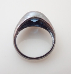 Vintage Hallmark Signed Blue Topaz Bezel Set Sterling Silver Band Ring Sz 9