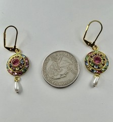 Vintage Upcycled Made with Pastel Swarovski Crystals Goldtone Leverback Earrings