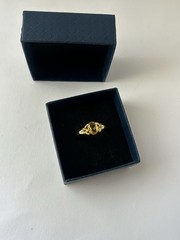 Vintage Yellow Cubic Zirconia Ring Gold Plated Womens Size 8.5