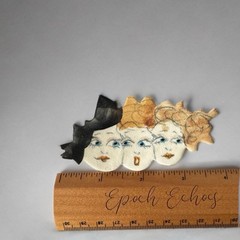 Hand Painted Ceramic Brooch Sanderson Sisters Hocus Pocus Witchy Halloween OOAK