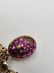As Is Repair Vintage Retro Goldntone Pink Crystals Dangle Clip On Earrings