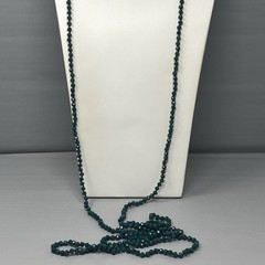 Designer Flapper Beaded Necklace Teal Green Fire Polished Czech Glass JM 78″
