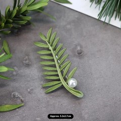 Pearl Green Leaf Brooch Stick Pin Flower Women Jewelry Gift New