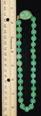 Vtg Signed Joseph Mazer Jomaz Faux Jade Swirled Green Glass Beaded Necklace