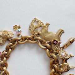 Vintage Kirk’s Folly Gold-Tone Dog Charm Bracelet with Rhinestones Retired READ