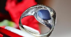 18k white gold sz 9.75 ring 6.32c Lindy star lab created sapphire diamond 8.35g