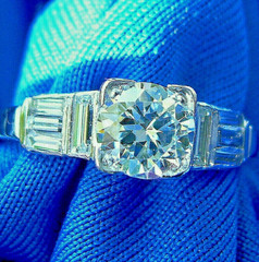 Original EARTH MINED DIAMOND Art Deco Engagement Ring SOLID PLATINUM Solitaire