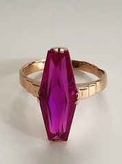 Vintage USSR Soviet Russian Star 58314k Rose Gold Pink Amethyst Ring Size 6.75