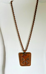 Solid Copper Thunderbird Pendant with Southwestern Geometric Design Vintage