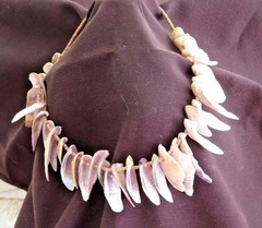 Vintage Purple and White Seashell Necklace 17” ~ From 1950’s to 1970’s eras