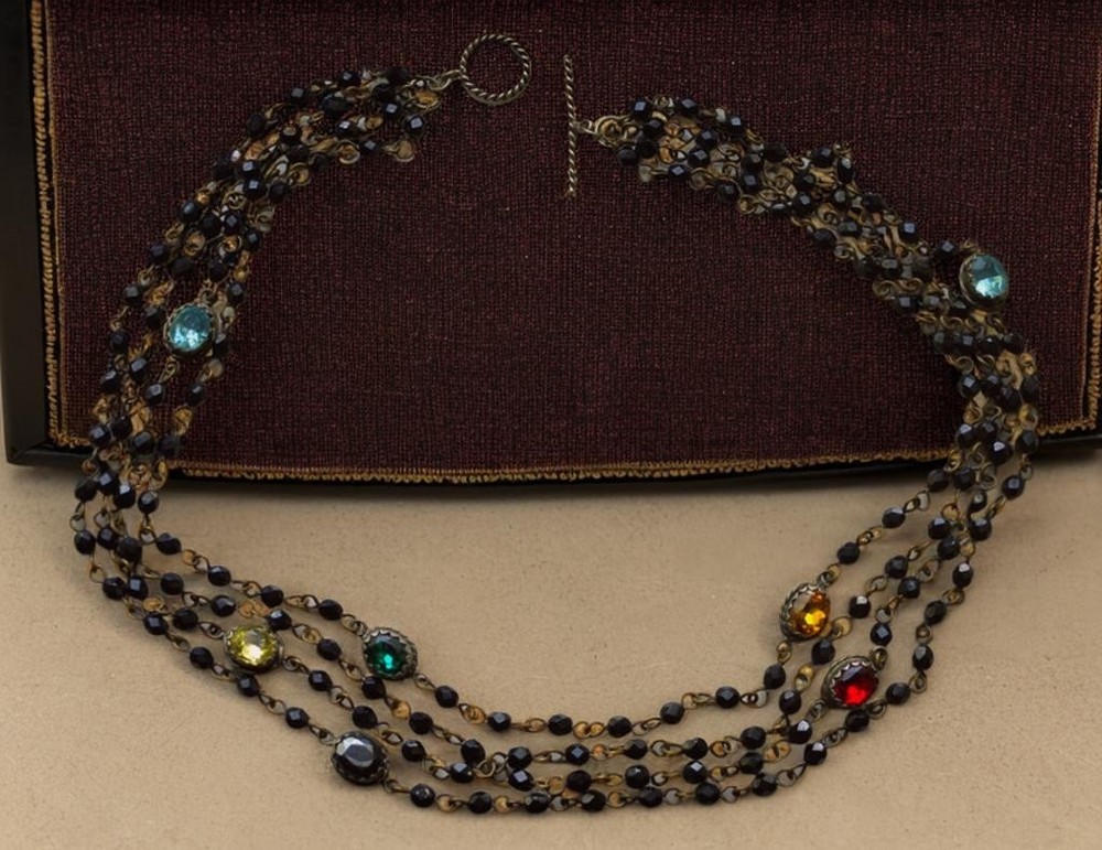 Antique Victorian Religious Multi Strand Drape Necklace Togggle Clasp Beautiful