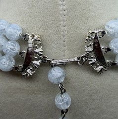 Coro Vintage 3 Strand Blue Lucite Bead Necklace Faceted Choker Retro 14-16.5”