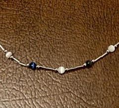 Vintage Signed LR Lady Remington Beaded Station Chain Necklace Minimalist
