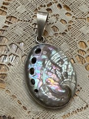 Vintage 950 Sterling Silver Abalone Shell Beach Sea life Pendant