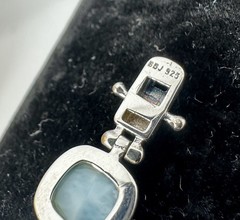 NWT-BBJ Sterling Silver Blue White Pectolite Larimar Ring Matching Bracelet Set