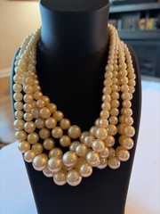 Signed Miriam Haskell 5 Strand Faux Pearl Necklace Classic Elegance AS IS
