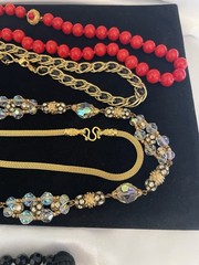 VTG NECKLACE LOT Rhinestones AB Pink Clear Red Black Gold Tone VOGUE NAPIER