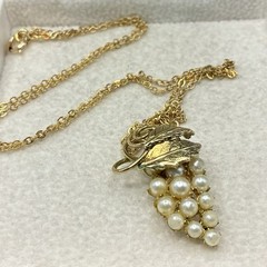 1950s Vintage 12k Yellow Gold Filled Chain + Grapes & Leaves, Wine Party Ready!