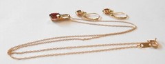 2.50ctw Garnet & Diamond 10K Yellow Gold Matching Earrings Pendant Necklace