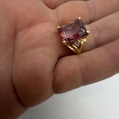 Vtg Solid 14k Yellow Gold Over 6 Carat Pink Topaz Ring Designer John C Rinker