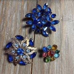 Lot Of Three Vintage Mid-Century Brooches.