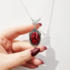Gothic Vampire Necklace Vintage Crystal Cameo Pendant Punk Style Jewelry