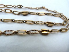 VINTAGE MURAT FRANCE 12K GOLD FILLED LAPIS GEMSTONE STATIONS LINK NECKLACE ~ 28″