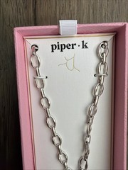 Piper.k Rose Quartz heart pendant necklace 16”+3”silver tone leadsafe nickelfree