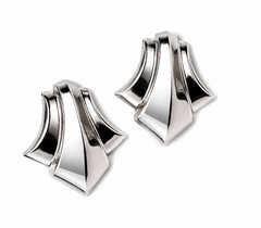 Vintage Silver Tone Sculptural Statement Earrings Geometric Modernist Pierced
