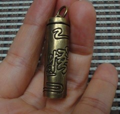 Vintage Style Solid Brass Buddha Hollow Tube Storage Charm Pendant