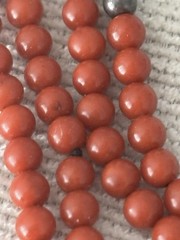 Vintage Mini 4mm Italian Red Coral Necklace Sterling Clasp 16” + 3” Ext = 19”