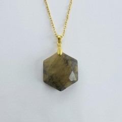 Tiger Eye Hexagon Pendant Necklace: Natural Healing Crystal Gemstone