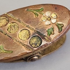 Antique Tie Clip Enamel Flowers Lapel Clasp Gold Filled Oval 24mm Brooch