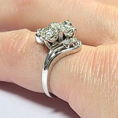 Vintage Double Diamond .78 Carat 14k White Gold Ring Size 6