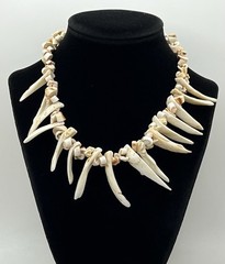 Vintage Shell Spikes And Sliced Curly Shells Beach Surfer 16” Necklace Tribal