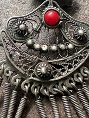 Antique Southwest Silver Earrings Clip On Red Coral