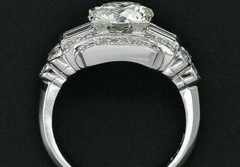 Art Deco Style Old European Lab Created Diamond Wedding 14K White Gold FN Ring