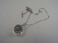Silvertone Crystal Glass Prism Ball Pendant Necklace