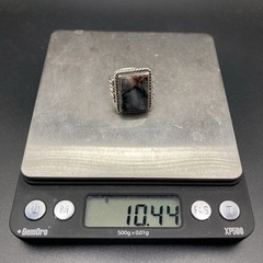 Vintage Sterling Silver Agate Signet Ring Size 9.75