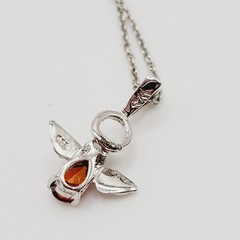 Red Rhinestone Guardian Angel Necklace Earring Set with Card Vintage 1990s