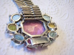 1930’s BOLD PURPLE/ AQUAMARINE & PINK OPEN BACK RHINESTONES Bracelet