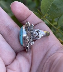 JTV Blue Composite Turquoise Rhodium Over Silver Ring .18ctw Size 10