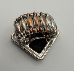 Western Cowgirl Art Ring Silver Tone Square Stretch Vintage Retro Photo Design