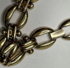 VTG Erwin Pearl Signed Gold Tone Chunky Link Choker Necklace 16” 1980s 1990s