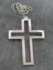 Vintage Sterling Silver Necklace Large Open Cross 2.5 in Pendant Statement 210h