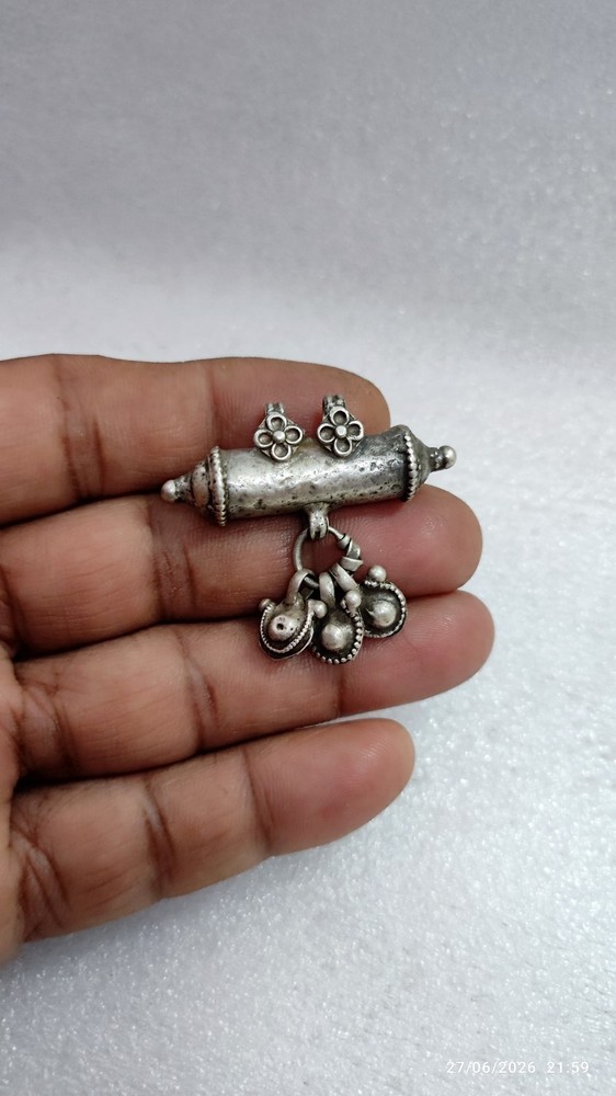 Vintage 1990s Rare real old Handmade High Grade old Silver Rajasthan Tribal Pend