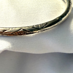 VINTAGE STERLING SILVER BANGLE WEST INDIES ISLAND BALL CUFF BRACELET 22g