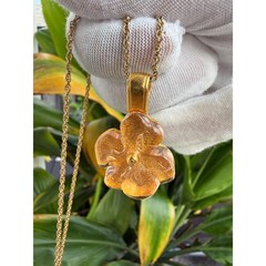 Vintage Givenchy Amber Flower Pendant Charm Authentic