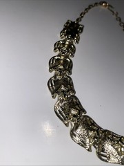 Vintage Mode Art Deco Gold Tone Necklace 50s-70s Unique Leaf