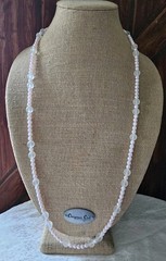Monet Pink Faux Pearl 5.7mm & Translucent 9.7mm Bead Necklace 36″ Signed Vtg